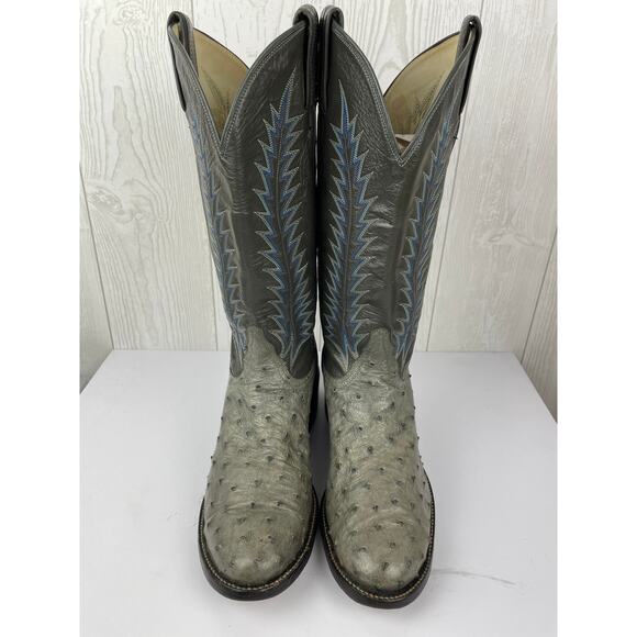 Vintage Tony Lama El Rey Gray Full Quill Ostrich Cowboy Boots Mens 7D USA Made main image 7